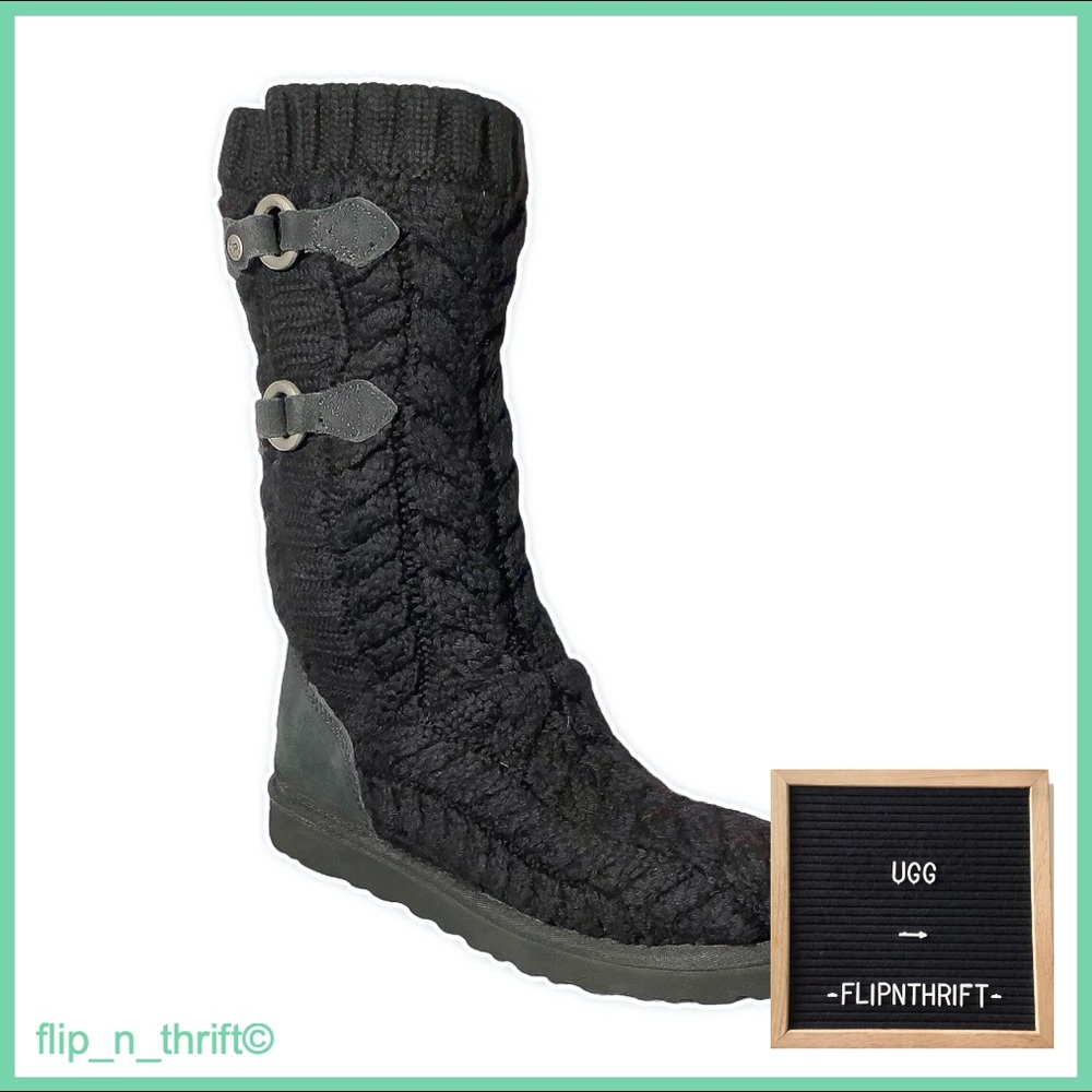 🎉HP🎉👢UGG Black Knit Boots